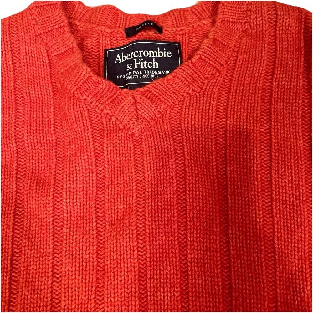 Vintage Abercrombie and Fitch 1892 Patch Wool Sweater Men Size Burnt‎ Orange